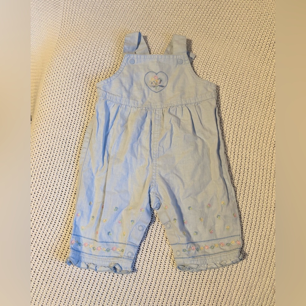 Carter's Light Blue Overalls with Embroidery floral
